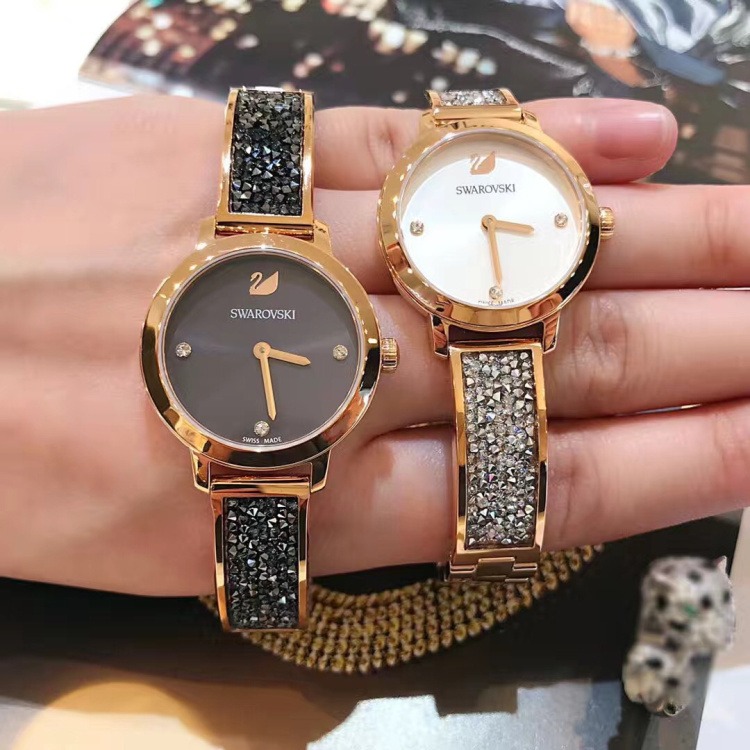 Swarovski手錶 女生手錶 手鐲手錶 施華洛世奇手錶 天鵝女錶 玫瑰金水鑽鋼鏈時尚潮流女生腕錶 石英錶精品錶-細節圖6