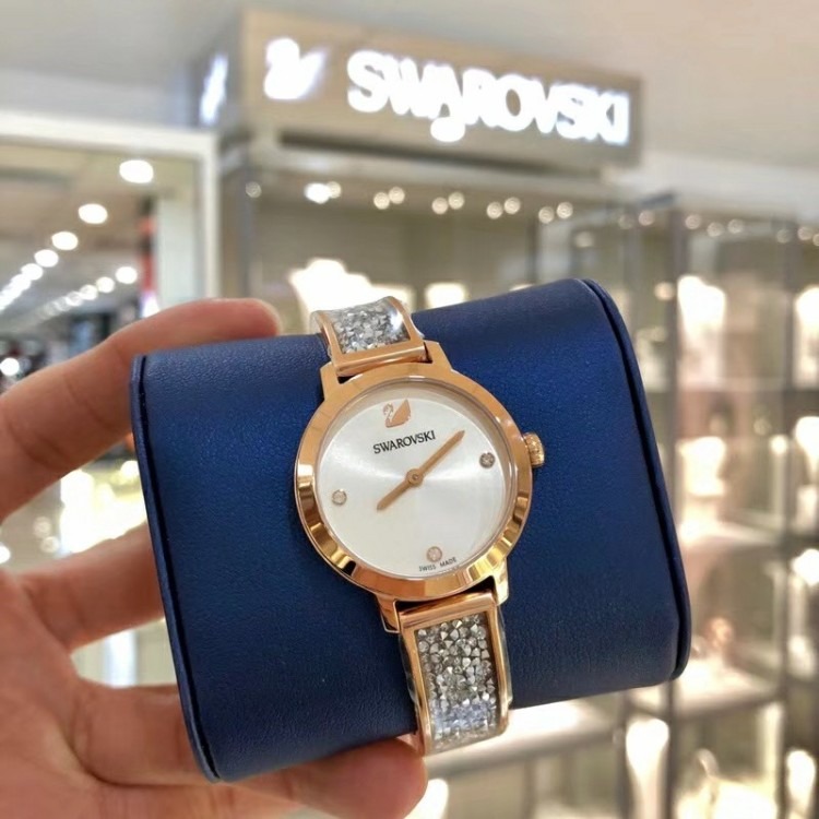 Swarovski手錶 女生手錶 手鐲手錶 施華洛世奇手錶 天鵝女錶 玫瑰金水鑽鋼鏈時尚潮流女生腕錶 石英錶精品錶-細節圖7
