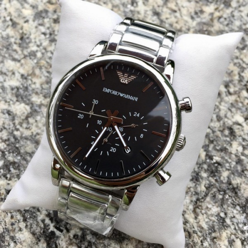 Armani手錶 阿瑪尼手錶 鋼鏈歐美簡約時尚男士腕錶 三眼計時日曆大錶盤商務休閒男錶AR1894