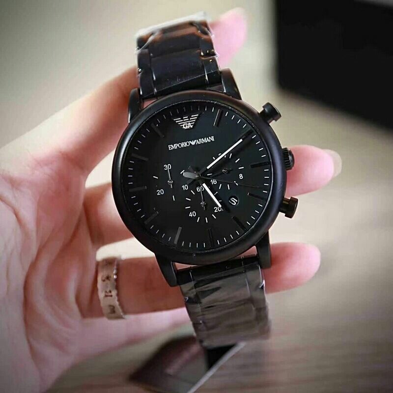 Armani手錶男 阿曼尼手錶 AR1894 黑色大錶盤三眼日曆防水石英錶 商務休閒鋼鏈男錶AR1895-細節圖5