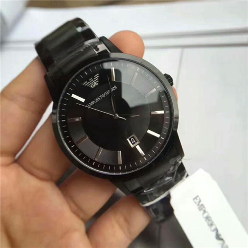 Armani手錶 阿瑪尼手錶 時尚啞光黑色不鏽鋼鏈石英男錶 休閒商務潮流百搭款AR11079