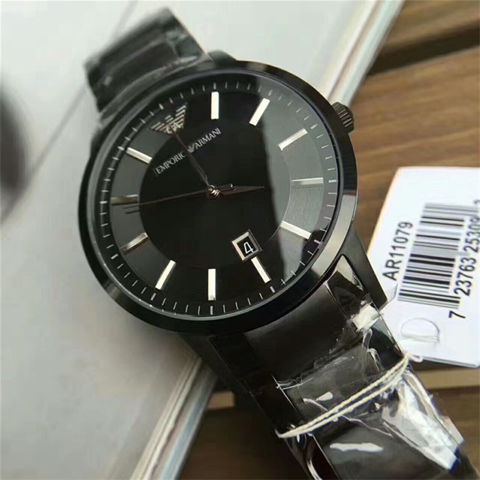 Armani手錶 阿瑪尼手錶 時尚啞光黑色不鏽鋼鏈石英男錶 休閒商務潮流百搭款AR11079-細節圖6