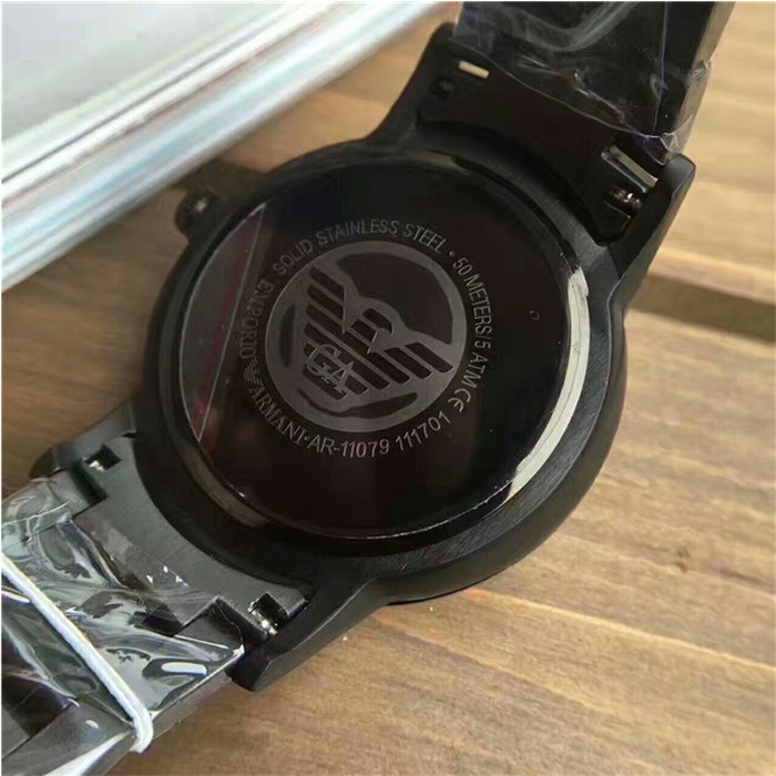 Armani手錶 阿瑪尼手錶 時尚啞光黑色不鏽鋼鏈石英男錶 休閒商務潮流百搭款AR11079-細節圖9