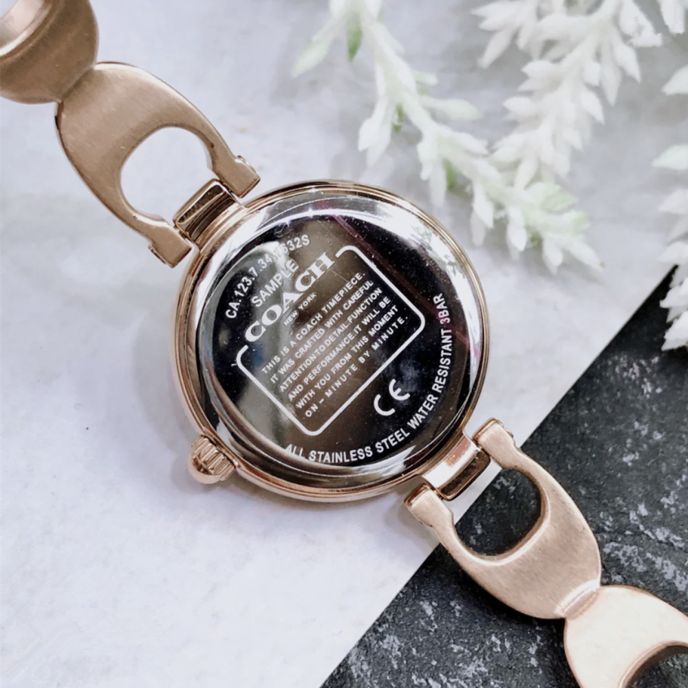 COACH蔻馳手錶 PARK系列 手鏈款小錶盤鑲鑽女錶 手鐲手錶 時尚百搭石英錶女 玫瑰金色女生腕錶14503172-細節圖11