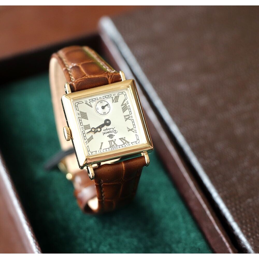 Rosemont手錶 孫藝珍同款小巧皮帶表 方形歐美復古氣質棕色真皮女錶 日本簡約氣質時尚腕錶 女生防水石英錶-細節圖3