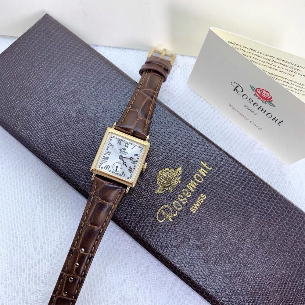 Rosemont手錶 孫藝珍同款小巧皮帶表 方形歐美復古氣質棕色真皮女錶 日本簡約氣質時尚腕錶 女生防水石英錶-細節圖10