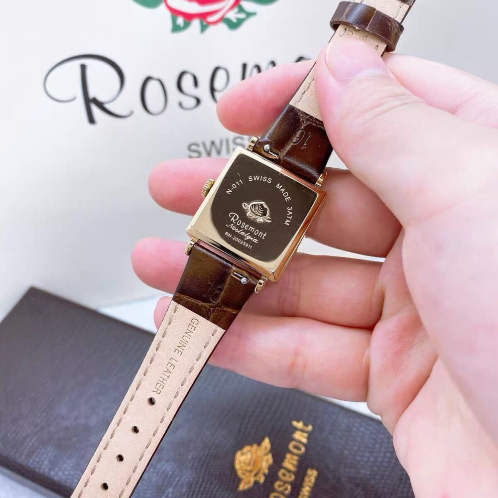 Rosemont手錶 孫藝珍同款小巧皮帶表 方形歐美復古氣質棕色真皮女錶 日本簡約氣質時尚腕錶 女生防水石英錶-細節圖11