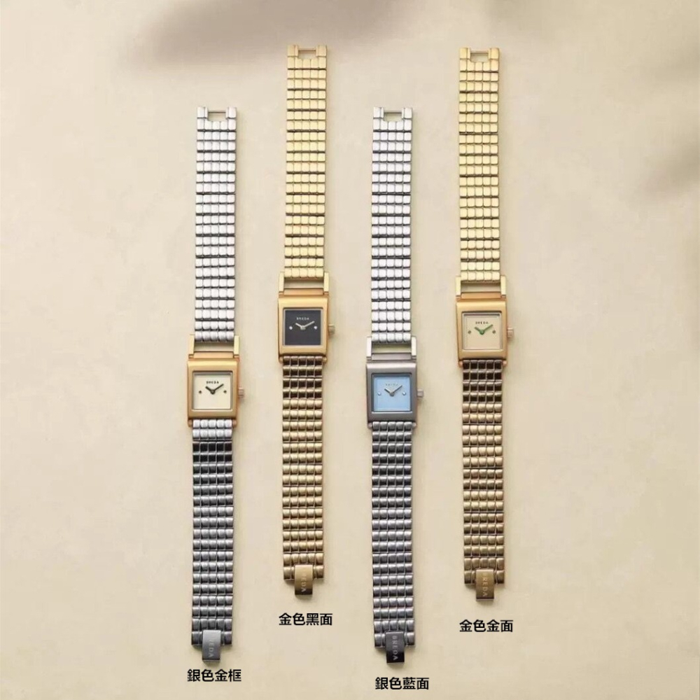BREDA手錶 Revel 復古方形超小錶盤簡約時尚女生石英錶 百搭防水女錶 鋼帶錶 女士小方錶 小金錶-細節圖8