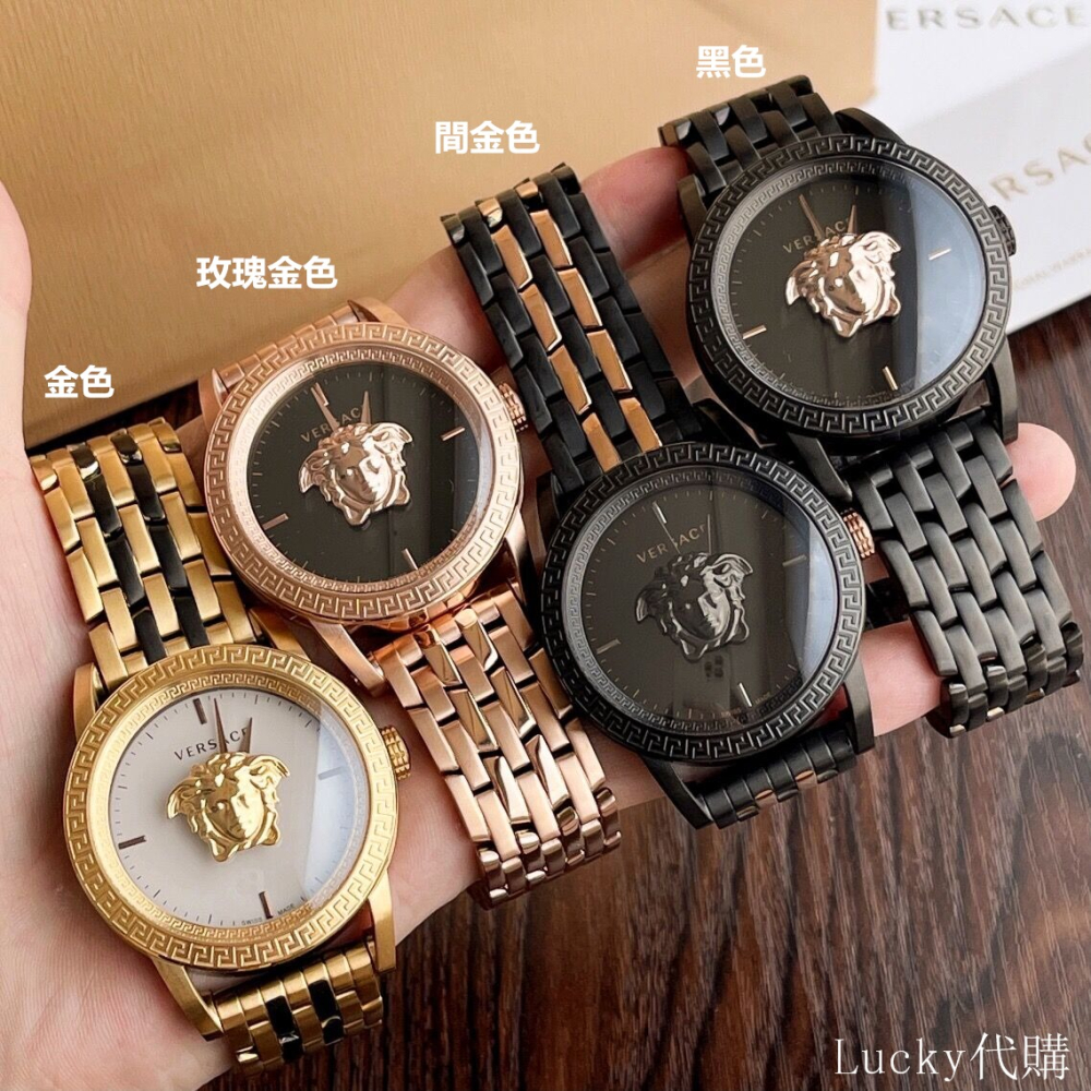 VERSACE手錶 金色鋼帶男錶 凡賽斯手錶 瑞士石英錶 藍寶石鏡面大直徑男生腕錶 商務休閒防水鋼帶錶VERD00718-細節圖2