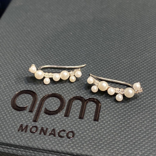 APM MONACO耳釘 925純銀耳環 樹枝淡水珍珠耳環 氣質優雅耳鉤 純銀耳釘打孔式耳釘 耳洞耳環 歐美耳環