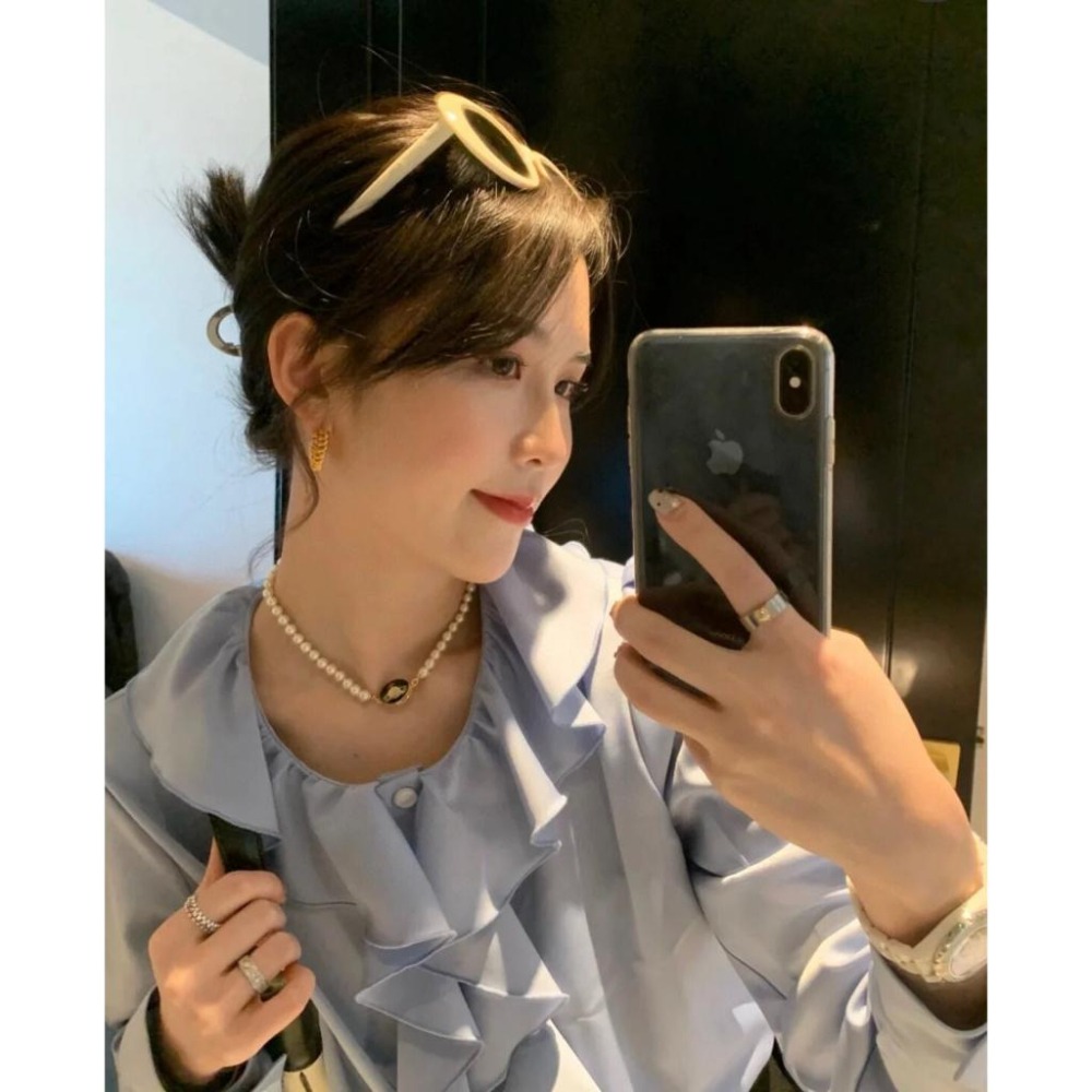 女生項鏈 搪瓷琺瑯珍珠項鍊 vivienne westwood項鏈 Lisa同款項鏈 設計感輕奢 氣質時尚頸鏈 鎖骨鏈-細節圖5