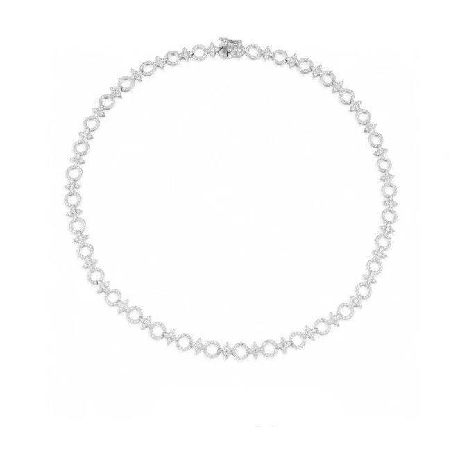 APM MONACO女生項鏈 新品六芒星圓圈項鏈 鑲晶鑽頸鏈 鎖骨鏈 925純銀項鏈 高級感輕奢項鏈 項墜 銀色項鏈-細節圖2