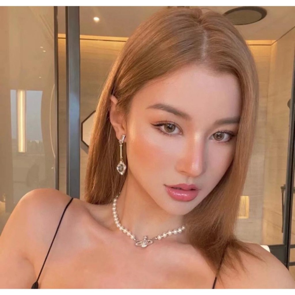 珍珠項鏈 vivienne westwood薇薇安西太後珍珠項鏈 短項鏈 頸鏈 歐陽娜娜同款項鏈 毛衣鏈 優雅時尚項墜-細節圖3