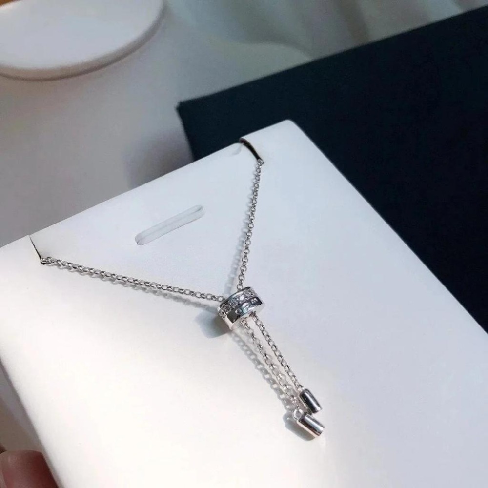 APM MONACO項鏈女生 銀色925純銀項鏈 MANDALA項鏈 高級感時尚鎖骨鏈 毛衣鏈 可調節頸鏈-細節圖4