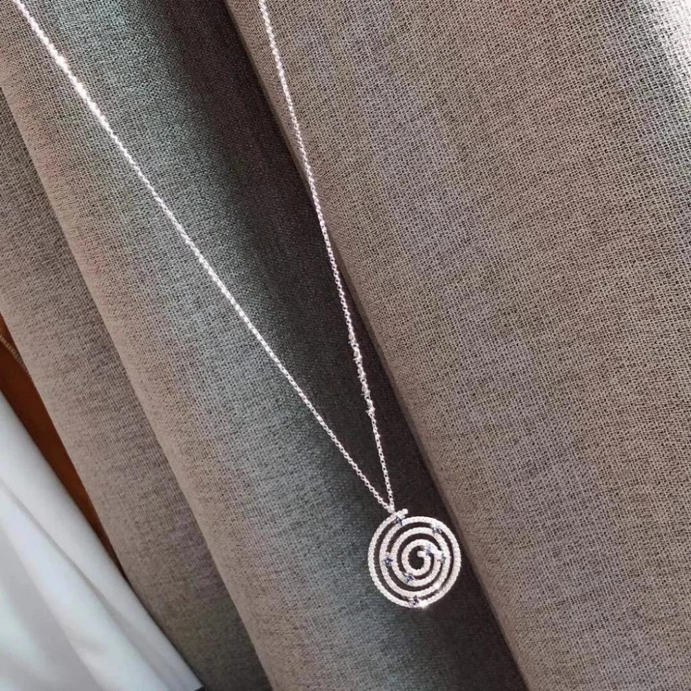 APM MONACO項鏈女生 銀色925純銀項鏈 MANDALA項鏈 高級感時尚鎖骨鏈 毛衣鏈 可調節頸鏈-細節圖5