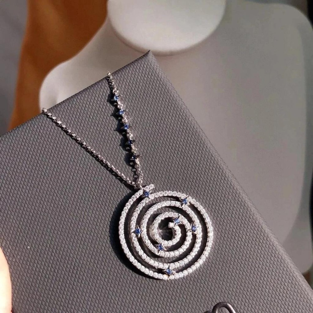 APM MONACO項鏈女生 銀色925純銀項鏈 MANDALA項鏈 高級感時尚鎖骨鏈 毛衣鏈 可調節頸鏈-細節圖6