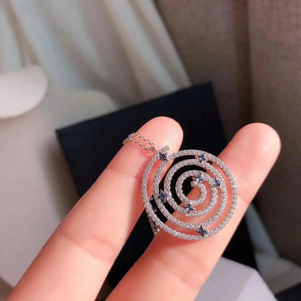 APM MONACO項鏈女生 銀色925純銀項鏈 MANDALA項鏈 高級感時尚鎖骨鏈 毛衣鏈 可調節頸鏈-細節圖9