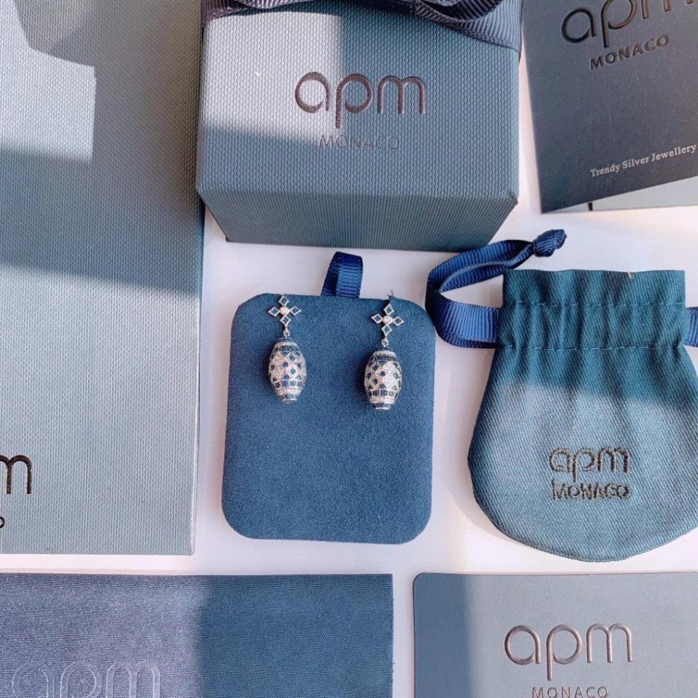 APM MONACO耳環 交叉橢圓耳環 新品高級感耳釘 氣質時尚耳環 925純銀耳環 法式輕奢耳墜-細節圖4