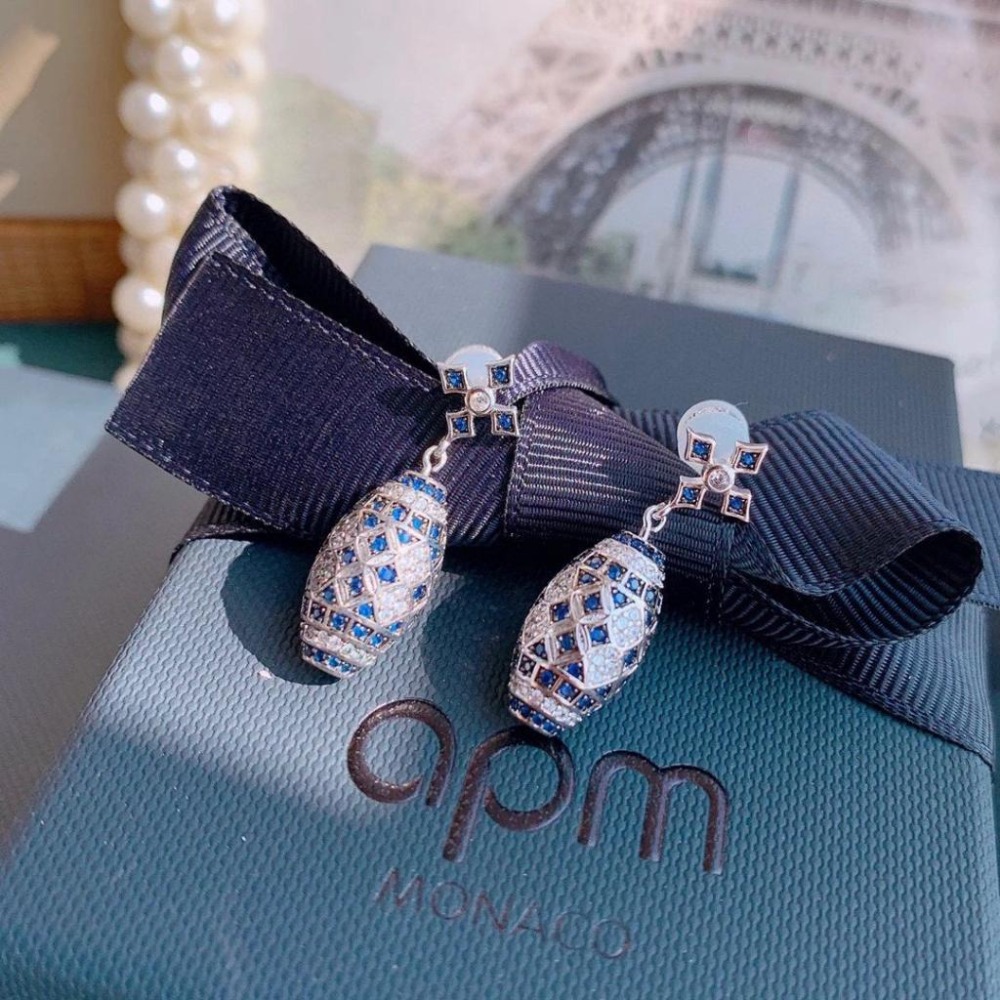 APM MONACO耳環 交叉橢圓耳環 新品高級感耳釘 氣質時尚耳環 925純銀耳環 法式輕奢耳墜-細節圖7