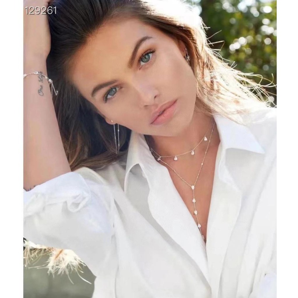 APM MONACO水滴項鏈 高級感氣質鎖骨鏈 頸鏈 925純銀項鏈 毛衣鏈 時尚百搭項墜 可調節項鏈 純銀飾品-細節圖2