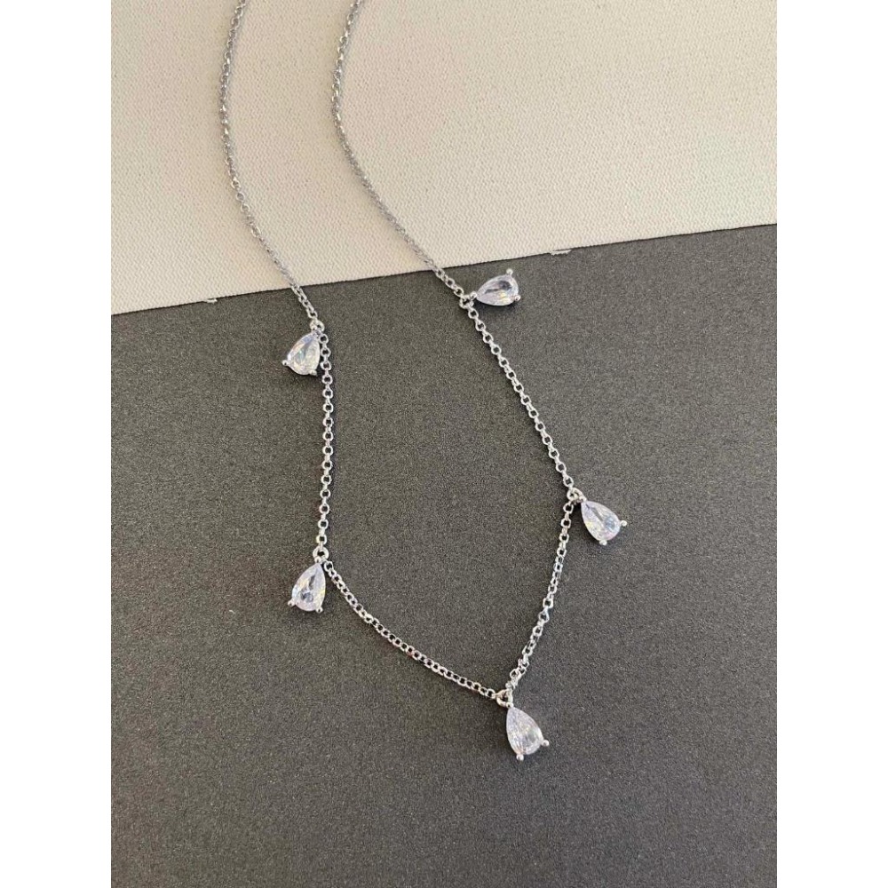 APM MONACO水滴項鏈 高級感氣質鎖骨鏈 頸鏈 925純銀項鏈 毛衣鏈 時尚百搭項墜 可調節項鏈 純銀飾品-細節圖8