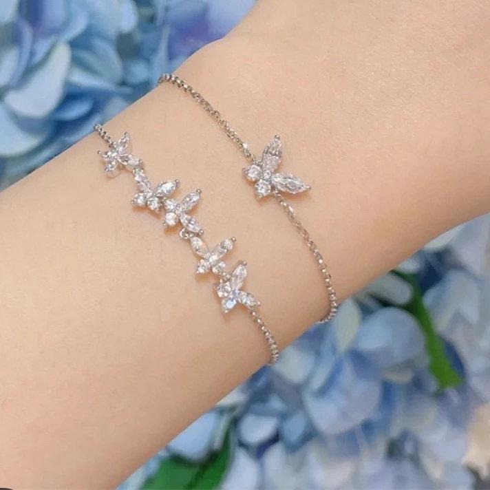 APM MONACO女生手環 蝴蝶手鏈女 925純銀手鏈小眾氣質時尚手鐲 生日禮物送女友 簡約氣質手鏈 可調節大小-細節圖4