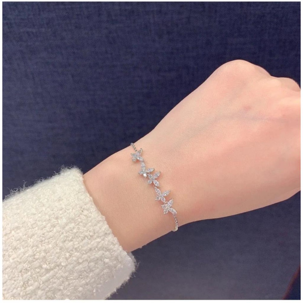 APM MONACO女生手環 蝴蝶手鏈女 925純銀手鏈小眾氣質時尚手鐲 生日禮物送女友 簡約氣質手鏈 可調節大小-細節圖5