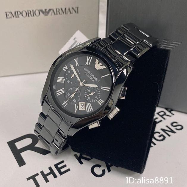 阿瑪尼Armani手錶 黑色陶瓷手錶男 玫瑰金陶瓷男生腕錶 商務休閒石英錶 男生手錶 防水日曆計時手錶男AR1410-細節圖4