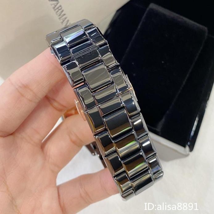 阿瑪尼Armani手錶 黑色陶瓷手錶男 玫瑰金陶瓷男生腕錶 商務休閒石英錶 男生手錶 防水日曆計時手錶男AR1410-細節圖9