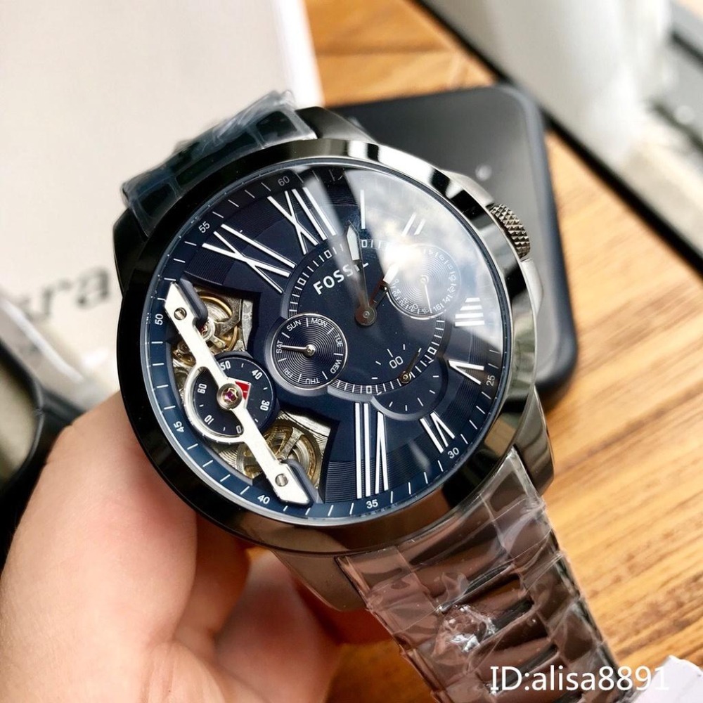 FOSSIL機械手錶 時尚百搭男生腕錶 商務休閒運動手錶 黑槍色鋼帶錶 Townsman系列多功能雙機芯手錶ME1146-細節圖6