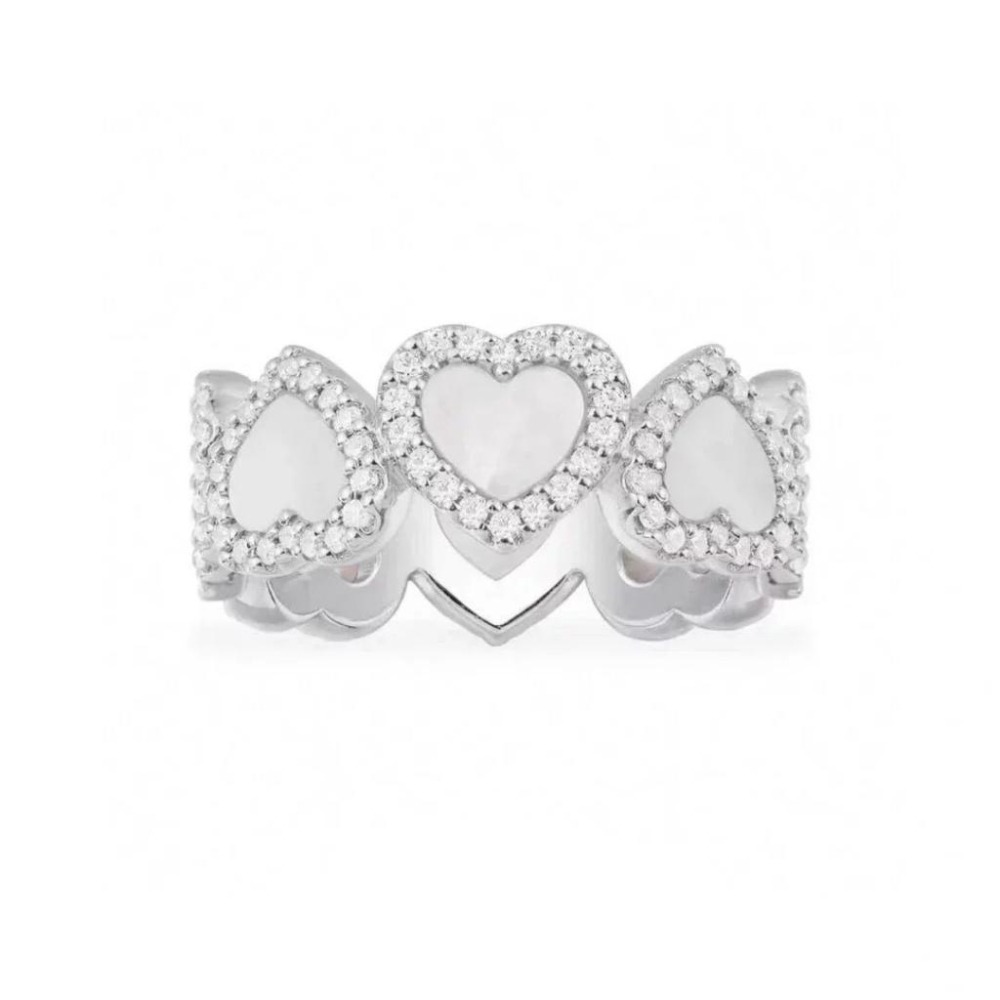 APM MONACO戒指 白貝母愛心戒指 A家飾品 925純銀戒指 中指環 食指環女 時尚設計感戒指-細節圖2