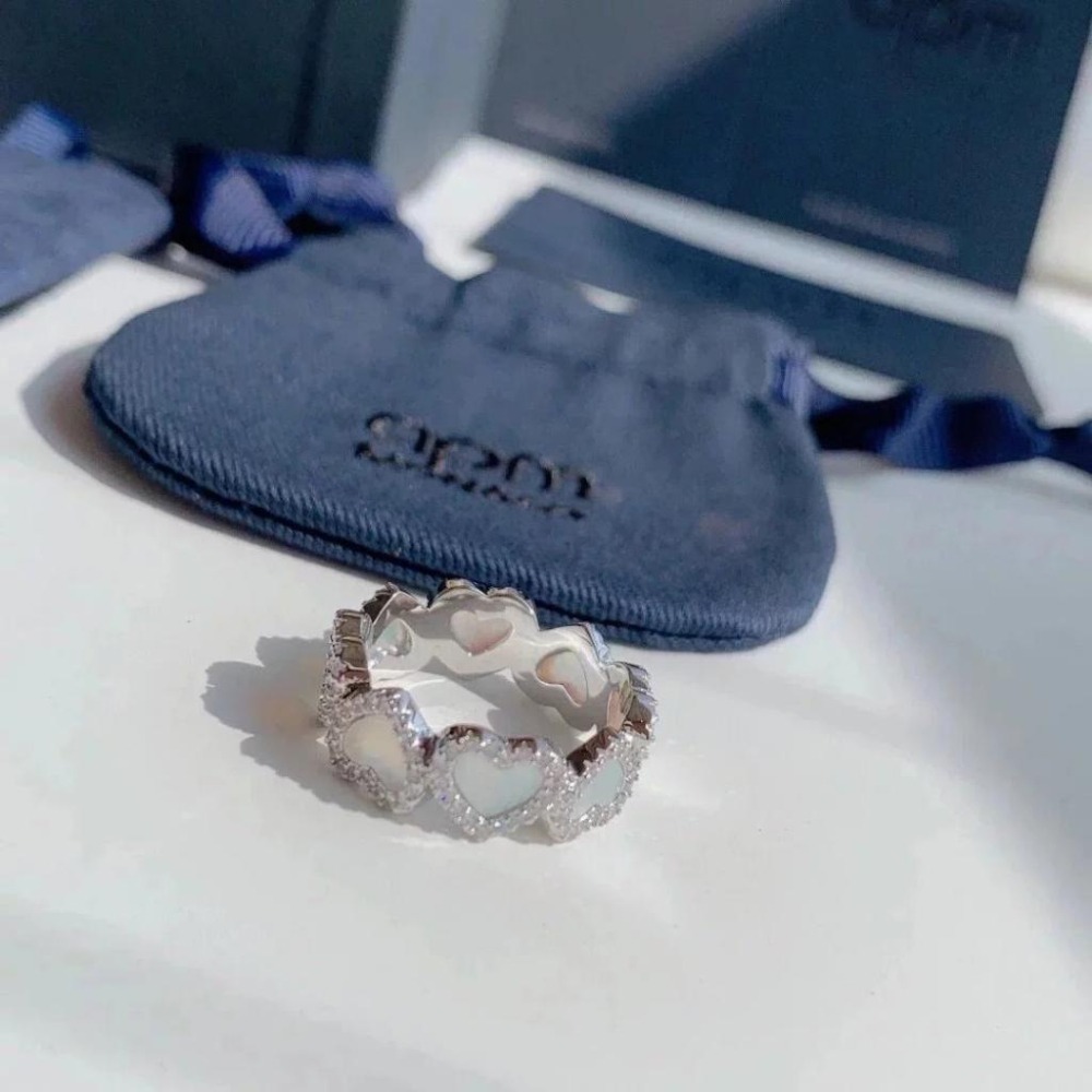 APM MONACO戒指 白貝母愛心戒指 A家飾品 925純銀戒指 中指環 食指環女 時尚設計感戒指-細節圖6