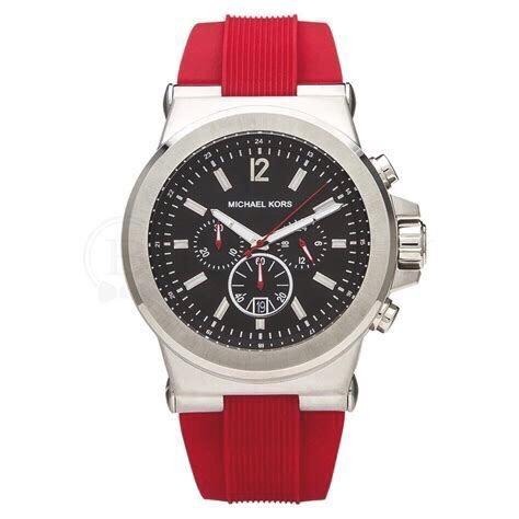 Michael Kors手錶紅色橡膠錶帶石英錶 男生手錶 休閒運動腕錶 三眼計時大直徑手錶 商務通勤百搭手錶MK8169-細節圖2