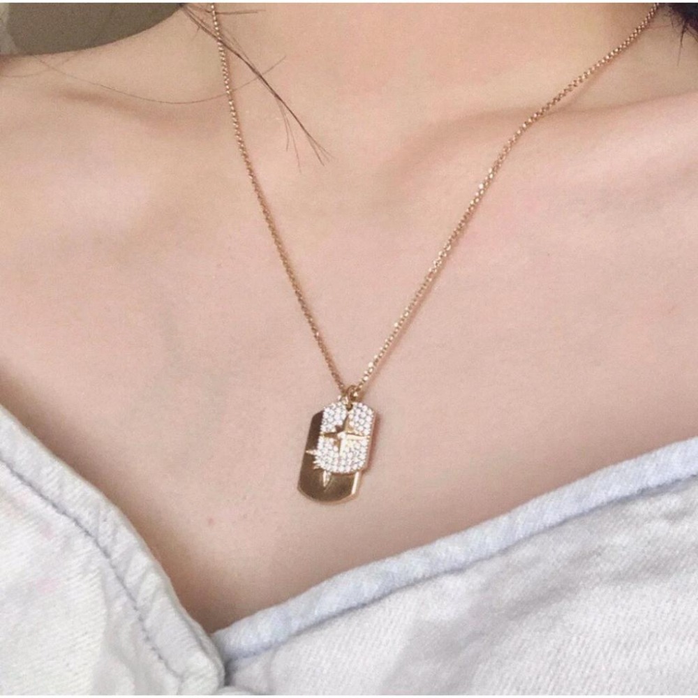 APM MONACO女生項鏈 流星鑲晶鑽雙牌項鏈 可調節長短 毛衣鏈925純銀項鏈 歐美高級感鎖骨鏈 純銀頸鏈-細節圖2