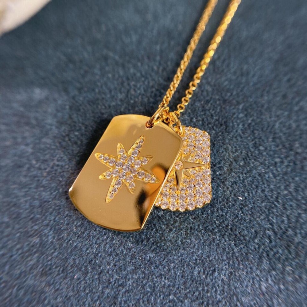 APM MONACO女生項鏈 流星鑲晶鑽雙牌項鏈 可調節長短 毛衣鏈925純銀項鏈 歐美高級感鎖骨鏈 純銀頸鏈-細節圖5