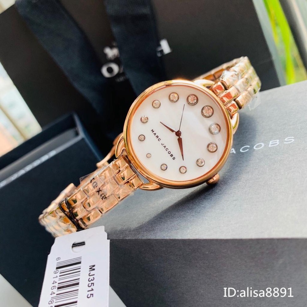 MARC JACOBS手錶 女生手錶石英錶 玫瑰金色鋼帶錶 鑲鑽貝母面防水手錶 MJ手錶 百搭通勤精品錶MJ3515-細節圖5