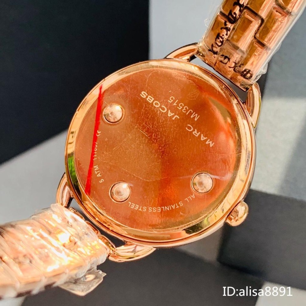 MARC JACOBS手錶 女生手錶石英錶 玫瑰金色鋼帶錶 鑲鑽貝母面防水手錶 MJ手錶 百搭通勤精品錶MJ3515-細節圖7