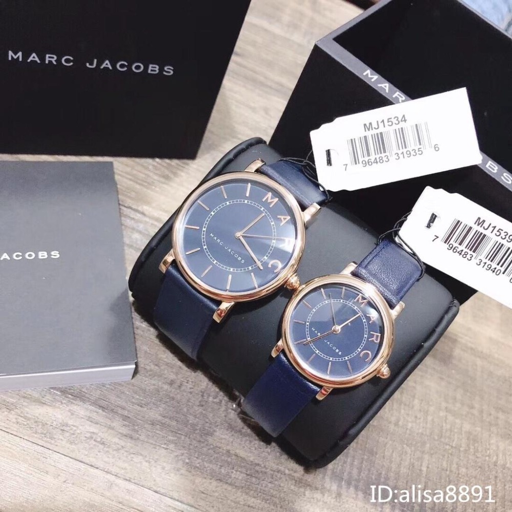 MARC JACOBS手錶 小直徑手錶女 大小號藍色皮帶錶 玫瑰金框 女生腕錶 簡約休閒石英錶 石英手錶MJ1534-細節圖4