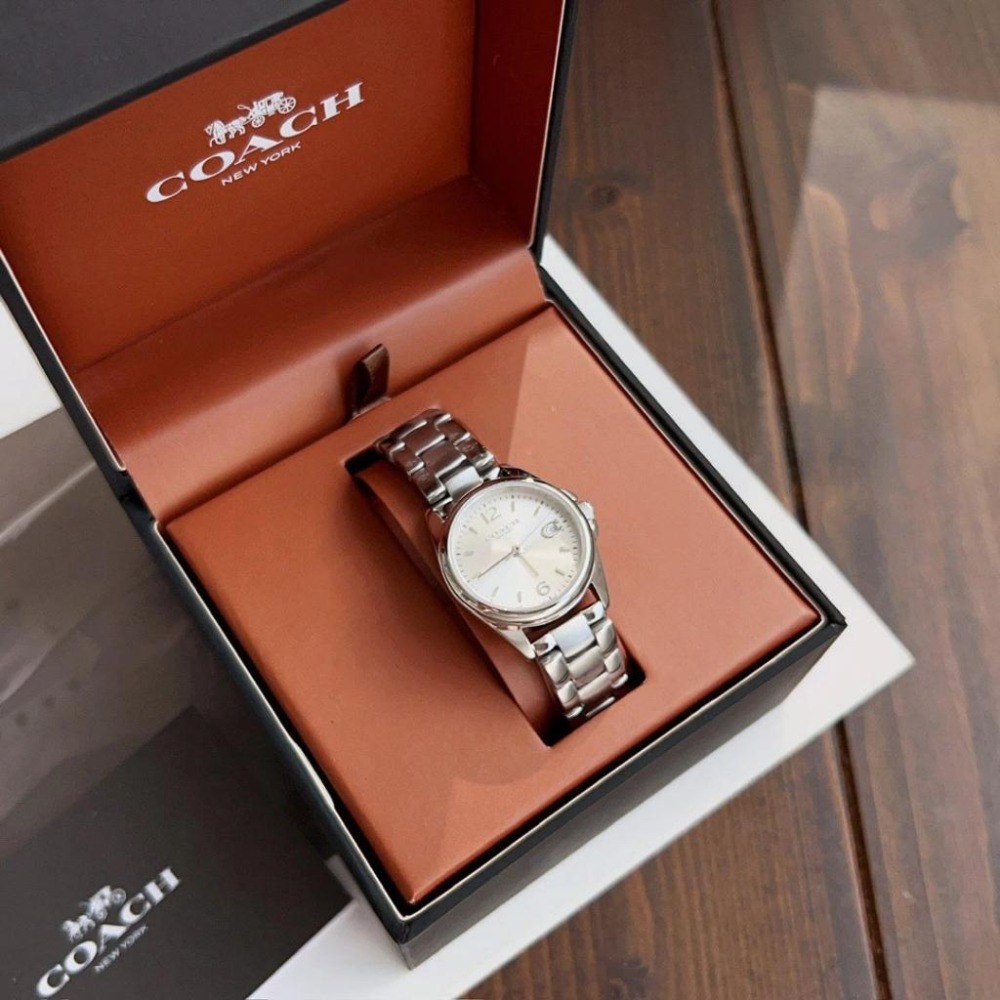 COACH蔻馳手錶 女生石英錶 女士手錶 玫瑰金色鋼帶錶 小直徑手錶女經典百搭休閒腕錶 明星同款GREYSON系列女錶-細節圖7