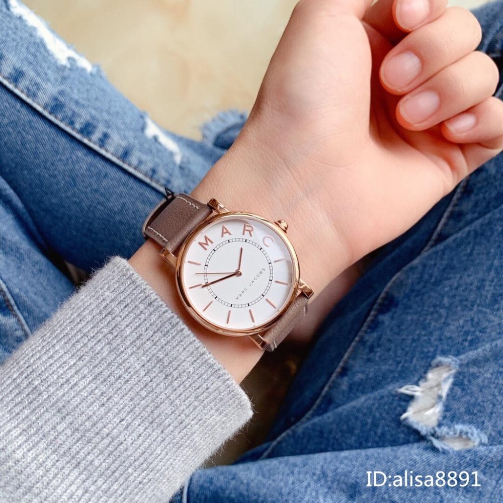 MARC JACOBS手錶 休閒石英錶 簡約百搭女生腕錶 奶茶灰色皮帶錶 大直徑女生手錶 MJ1538 1533-細節圖6