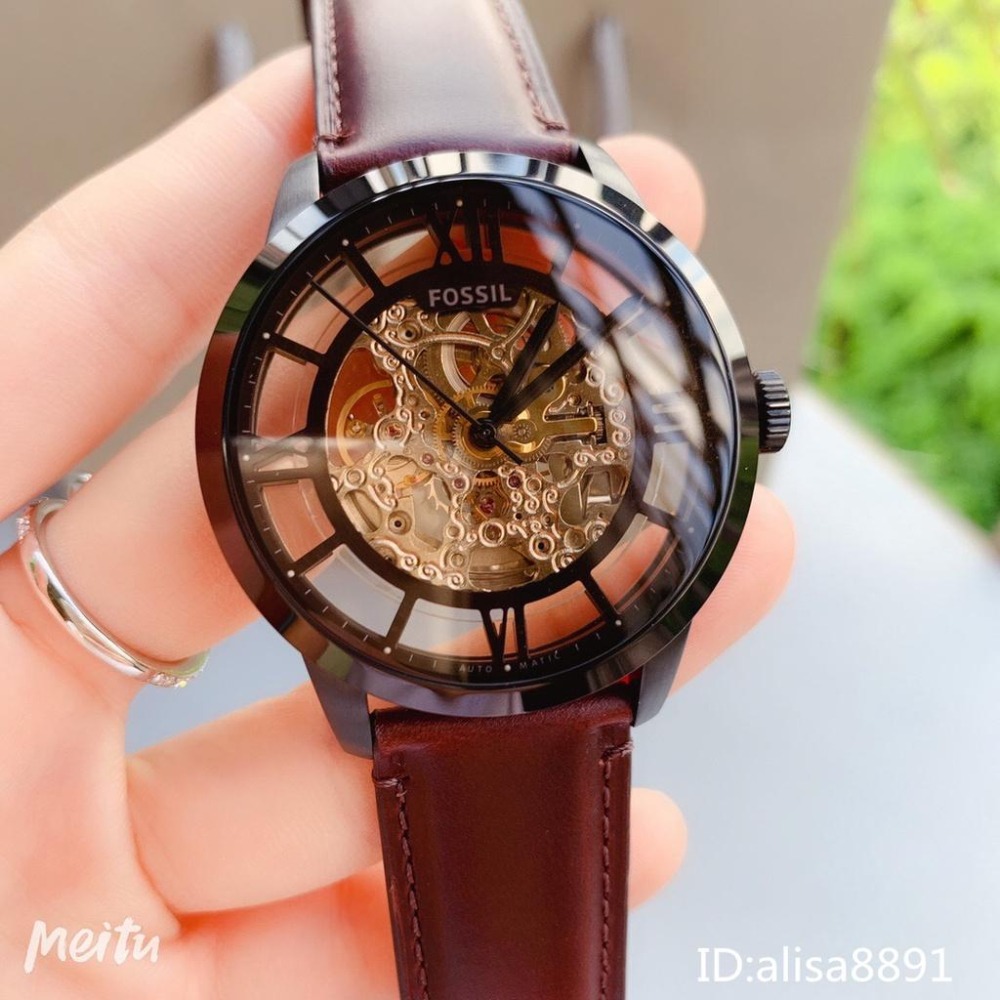 FOSSIL男士全自動機械手錶 大直徑手錶男 男生手錶 鏤空機械錶 棕色皮帶錶 休閒運動手錶男 商務時尚男錶me3098-細節圖3