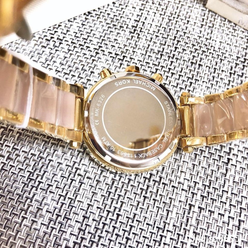 Michael Kors手錶 日曆鑲鑽女生腕錶時尚百搭女錶 休閒通勤精品錶 大直徑石英手錶 MK6326裸粉色石英錶-細節圖8