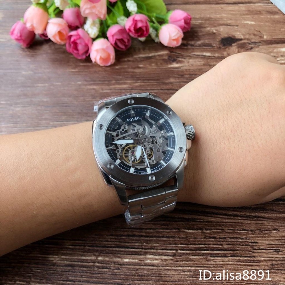 Fossil富思機械錶 全自動鏤空機械手錶 大直徑手錶男 男生機械手錶 黑色鋼帶錶 休閒運動男錶 男生腕錶 ME3080-細節圖4