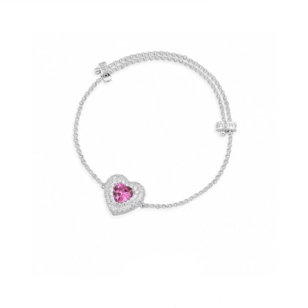 APM MONACO手鏈 APM飾品 女生手鏈 新品梨形鑽心新手鏈 愛心手鏈 鑲晶鑽手鏈 925純銀手環 可調節手鏈女-細節圖4