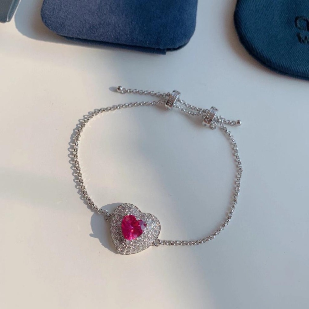 APM MONACO手鏈 APM飾品 女生手鏈 新品梨形鑽心新手鏈 愛心手鏈 鑲晶鑽手鏈 925純銀手環 可調節手鏈女-細節圖7