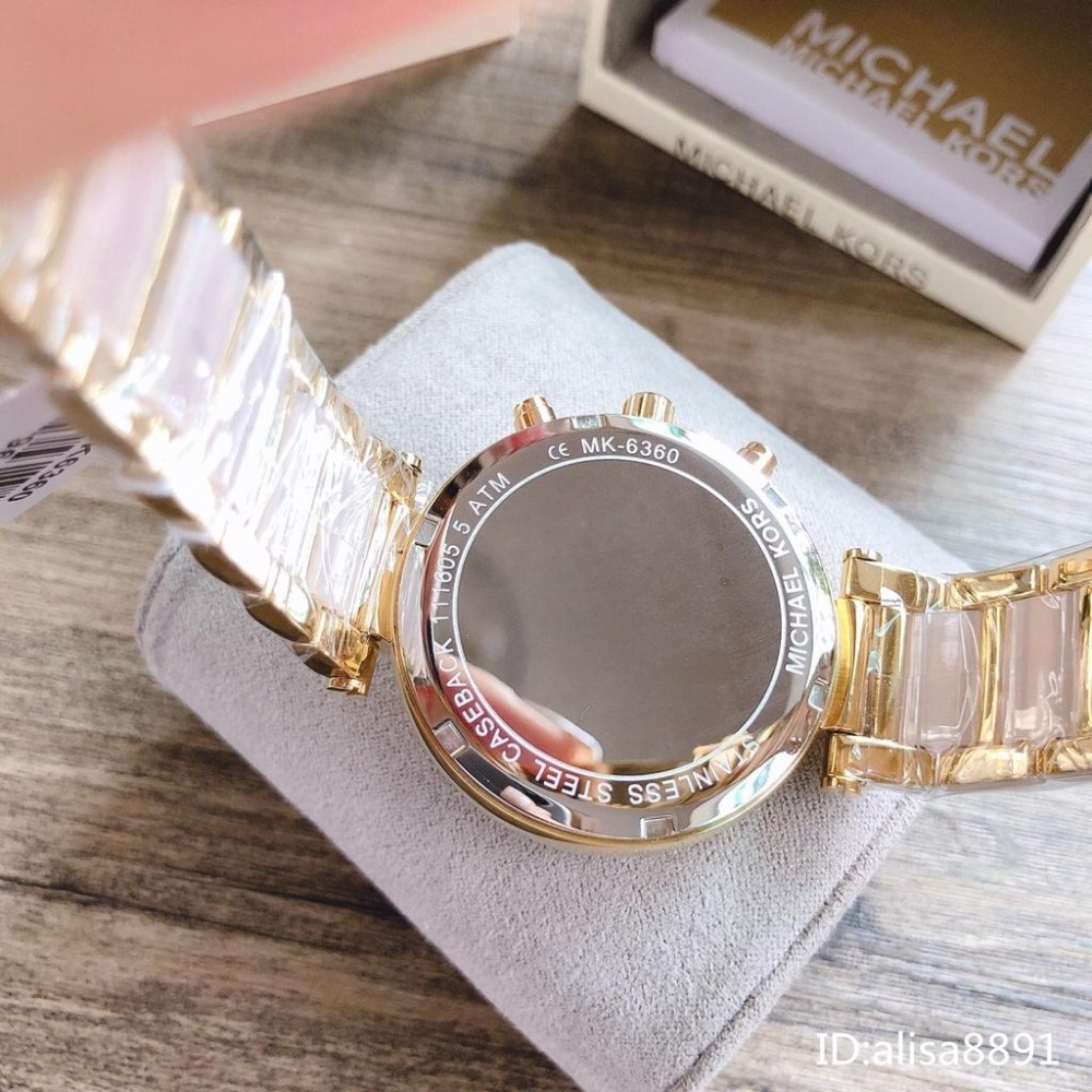 Michael Kors手錶 大直徑女生手錶 石英錶 MK6360金間裸粉色鋼帶錶 雙日曆石英錶 時尚潮流MK6360-細節圖8