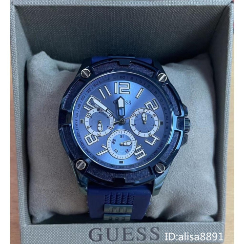 蓋爾斯GUESS手錶男 男生手錶 商務通勤腕錶 精品錶 橡膠錶帶石英錶 多功能計時手錶男 休閒運動男錶GW0051G4