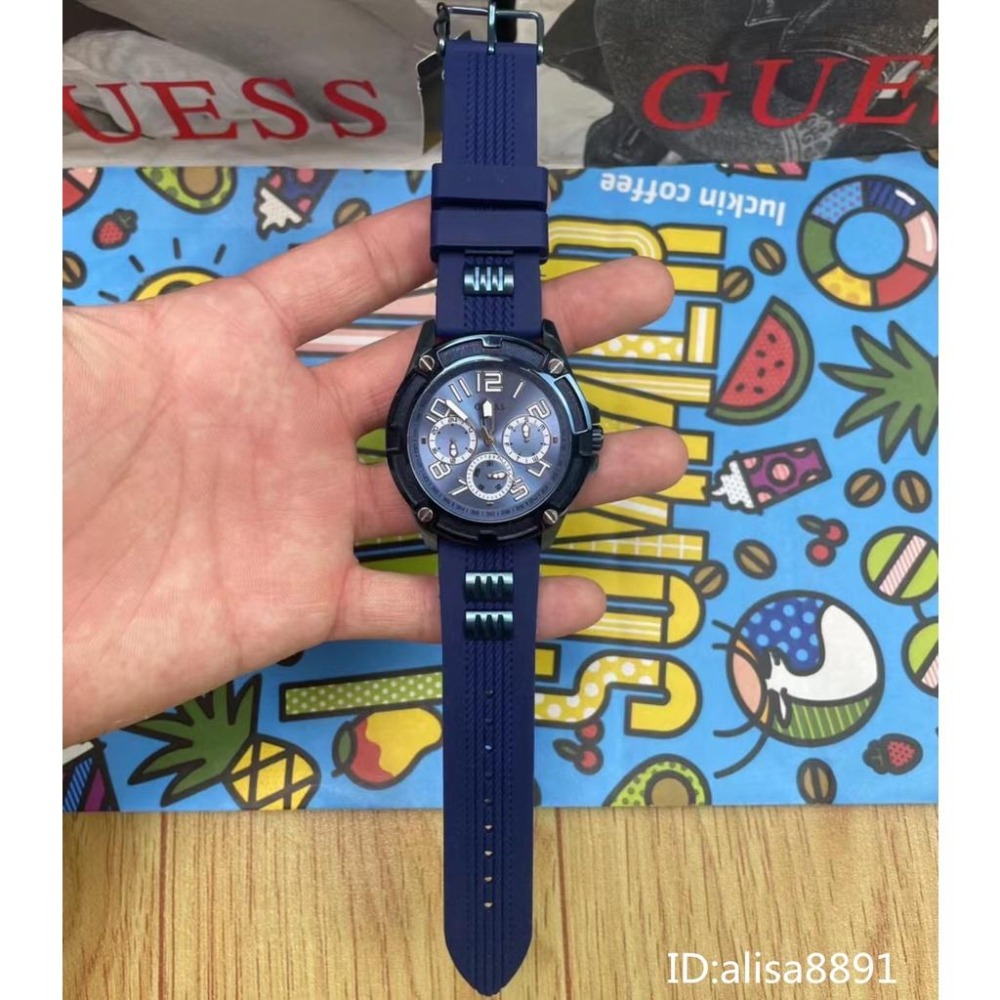 蓋爾斯GUESS手錶男 男生手錶 商務通勤腕錶 精品錶 橡膠錶帶石英錶 多功能計時手錶男 休閒運動男錶GW0051G4-細節圖9