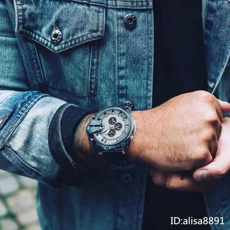 迪賽DIESEL手錶 冰韌透明藍色男士石英錶 超大直徑59mm 休閒運動男錶 時尚潮流男生腕錶 日曆計時手錶DZ4487-細節圖3