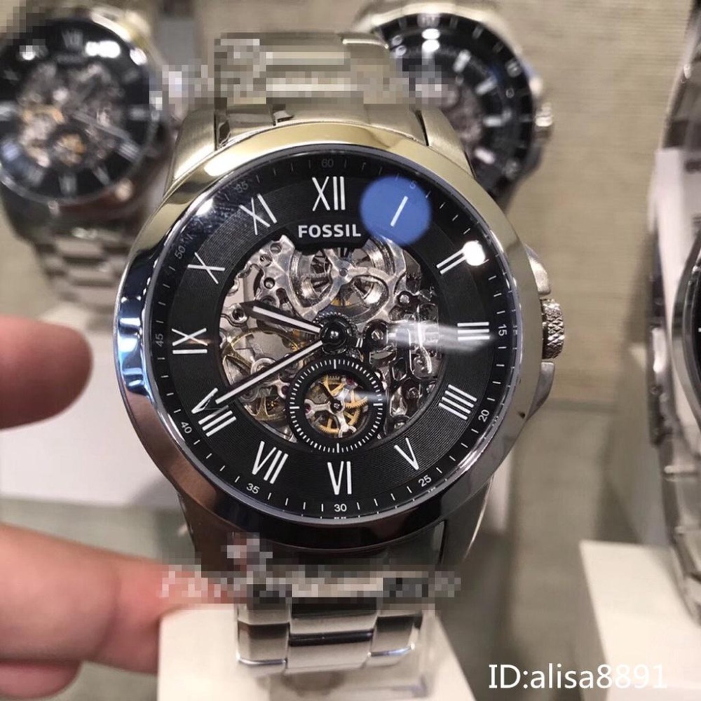 富思FOSSIL手錶 男士商務休閒手錶 大直徑鋼帶錶 羅馬刻度機械錶 鏤空全自動機械手錶 時尚百搭男錶ME3055-細節圖2